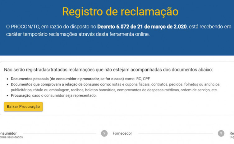 Plataforma já está disponível no site do Procon Tocantins