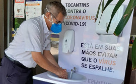 Secretaria da Administração do Tocantins instala pia na entrada do prédio para higienização  das mãos 