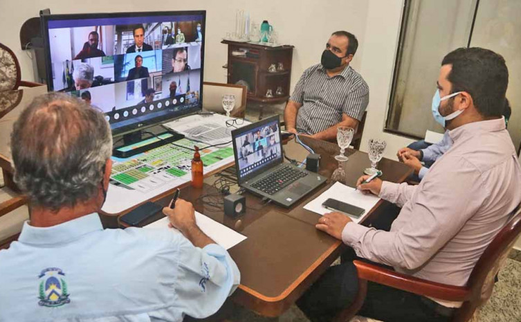 Secretário Thiago Dourado e equipe participam de videoconferência com a ministra Tereza Cristina