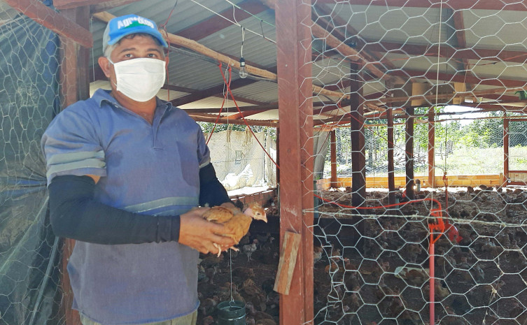 Dário Souza do Nascimento, da Chácara Bonfim, é um dos produtores que está investindo na criação de frango caipira para garantir o sustento da sua família