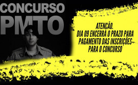 Prazo para pagamento da taxa de inscrição do concurso da PMTO termina nesta terça-feira, 9