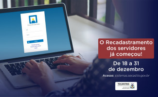 Recadastramento online dos servidores vai até dia 31 de dezembro