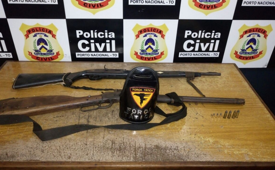 Armas apreendidas pela Polícia Civil em poder de suspeitos de matar fazendeiro