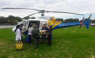 Aeronave da Segurança Pública efetua remoção aeromédica de vítima de acidente de trânsito  