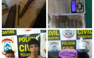Polícia Civil prende dois suspeitos por tráfico de drogas, receptação e porte ilegal de arma de fogo