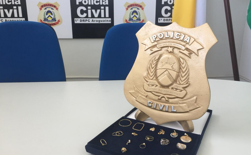 Jóias roubadas apreendidas pela Polícia Civil em Araguaína 