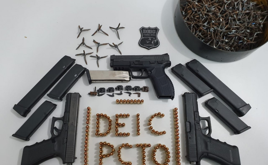 Pistolas de calibre restrito e alto poder de fogo são apreendidas pela Polícia Civil em Gurupi