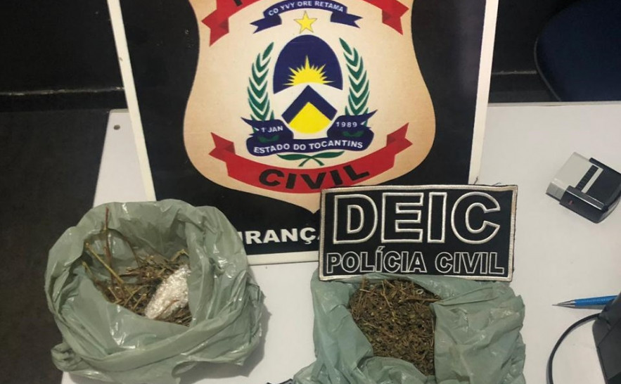 Drogas apreendidas com adolescente pela Polícia Civil em Araguaína 