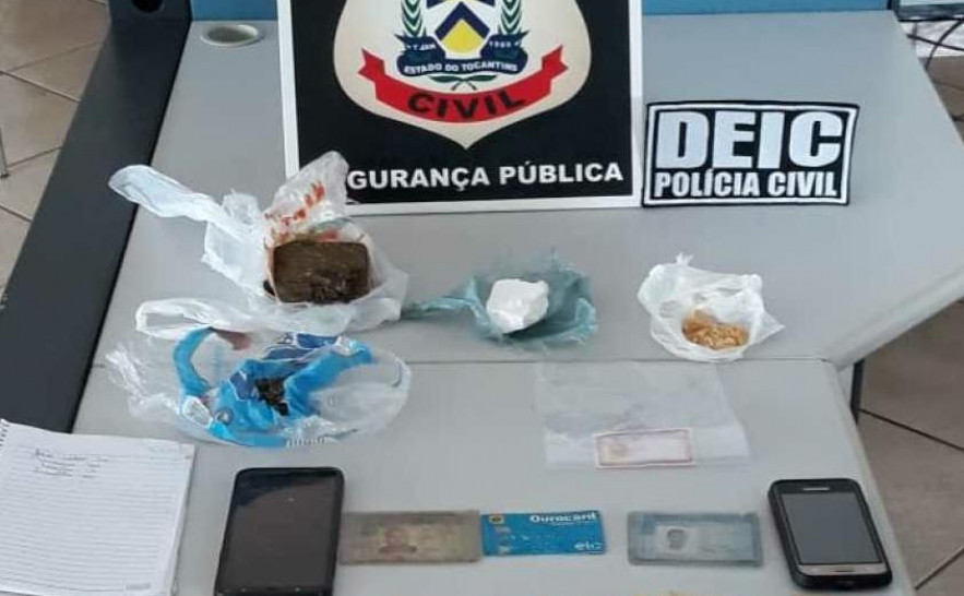 Drogas e bens apreendidos pela Polícia Civil com traficante em Guaraí