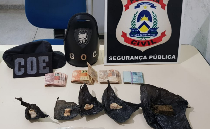 Drogas e mais de R$ 3 mil reais apreendidos durante operação da Polícia Civil em Miranorte 