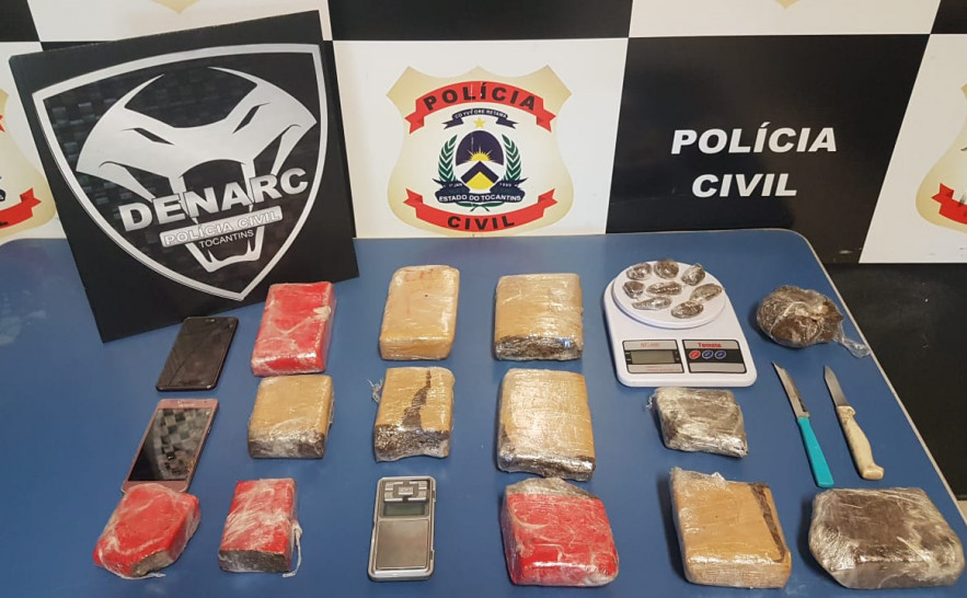 Drogas apreendidas com casal de traficantes em Palmas