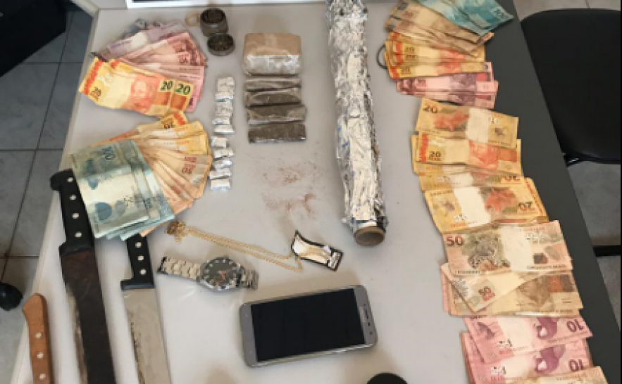 Dinheiro e drogas apreendidos pela Polícia Civil em Itacajá