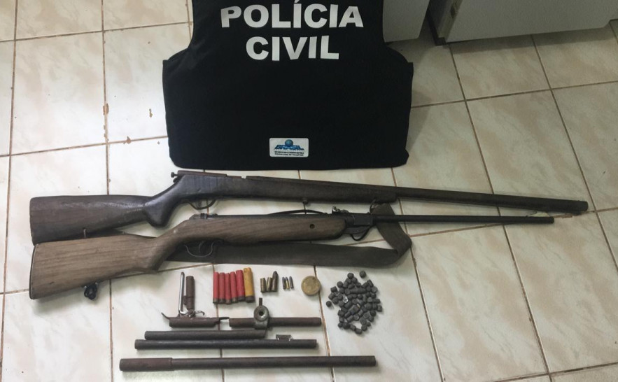 Armas de fogo são apeendidas pela Polícia Civil no sudeste do Estado 