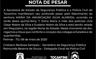 Nota de Pesar - mãe de policiais civis