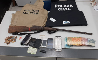 Em Conceição do Tocantins, Polícias Civil e Militar prendem suspeito por roubo e um casal por receptação, tráfico de drogas e posse irregular de arma de fogo