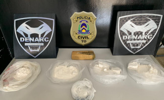 Divisão de Narcóticos da Polícia Civil apreende 1,5 kg de cocaína pura e maconha em Palmas e prende homem ligado a facção nacional