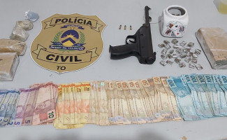 Ação da Polícia Civil resulta na apreensão de drogas grande quantidade de dinheiro, arma de fogo e na prisão de traficante em Nova Olinda 