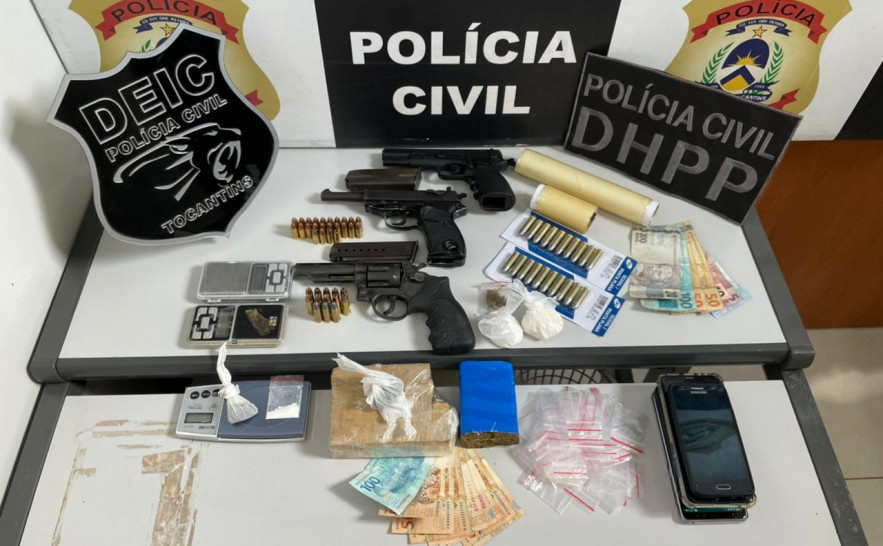 Em operação contra a criminalidade, Polícia Civil prende em Gurupi cinco suspeitos por tráfico de drogas e apreende armas de fogo e entorpecentes 