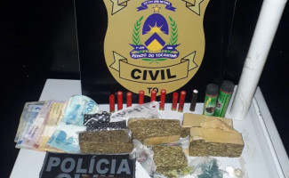 Em Colméia, Polícia Civil apreende maconha, cocaína, arma de fogo, dinheiro e prende homem por tráfico de drogas 