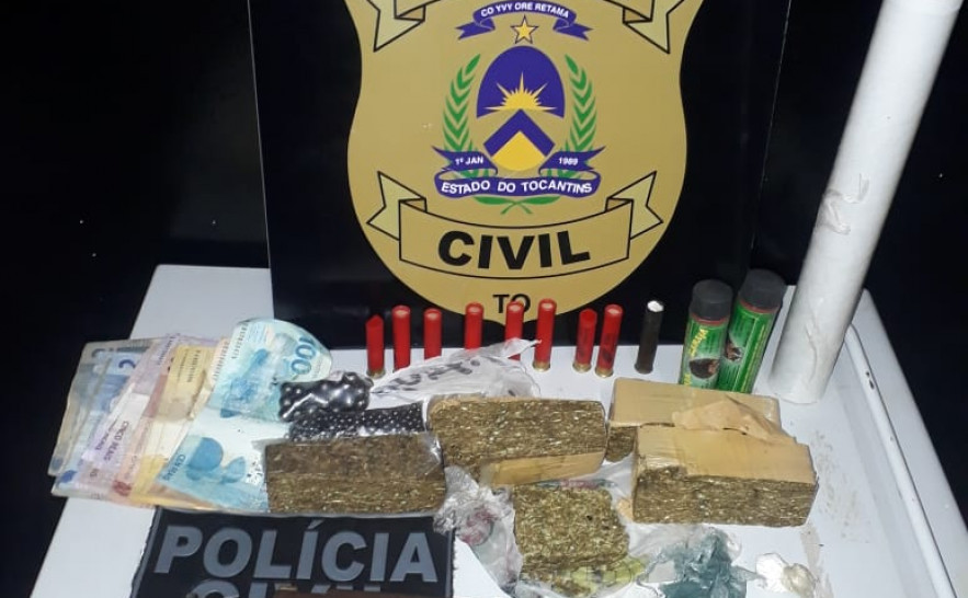 Em Colméia, Polícia Civil apreende maconha, cocaína, arma de fogo, dinheiro e prende homem por tráfico de drogas 