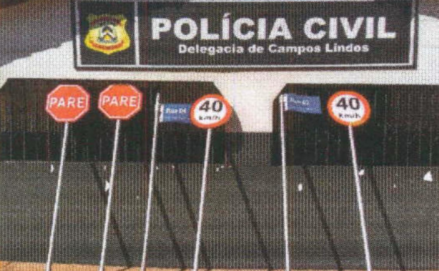 Homem suspeito de depredar placas de trânsito na cidade de Campos Lindos é indiciado pela Polícia Civil