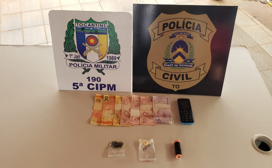 Porções de drogas apreendidas pela Polícia Civil durante ação em Tocantinópolis 