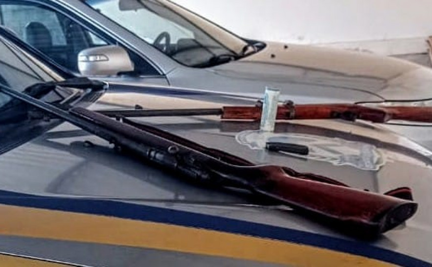 Armas apreendidas durante ação conjunta das forças de segurança em Nova Olinda 