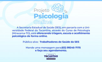 Estado e UFT ofertarão atendimento psicológico a servidores da Saúde