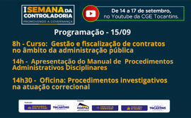 Curso de fiscal de contratos e oficina de procedimentos investigativos fazem parte da programação da 1ª Semana da Controladoria