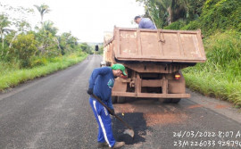 Governo do Tocantins realiza serviços de tapa-buracos no trecho que liga Tocantinópolis à BR-230 