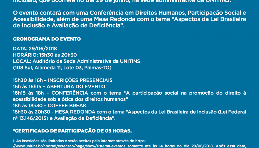 Seminário sobre pessoas com deficiência debaterá Lei Brasileira de Inclusão