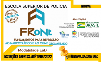 Inscrições do curso sobre Fundamentos para Repressão ao Narcotráfico e Crime Organizado seguem até o dia 11 de junho