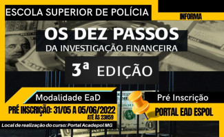 Inscrições para curso sobre  Investigação Financeira seguem até dia 5 de junho 