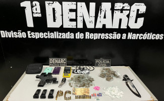Em Palmas, Polícia Civil apreende diversas porções de drogas, arma de fogo e prende homem por tráfico