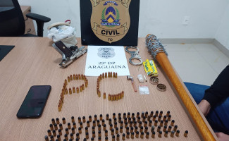 Polícia Civil cumpre mandado de busca e apreensão e apreende grande número de munições e arma de fogo em Araguaína