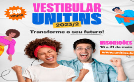 Inscrições para o Vestibular 2023/2 da Unitins prosseguem até 31 de maio