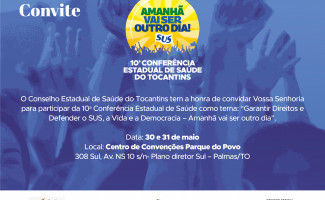10ª Conferência Estadual de Saúde do Tocantins começa na terça-feira, 30