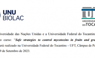 UFT oferece vagas para o curso: “Safe strategies to control mycotoxins in fruits and grains"