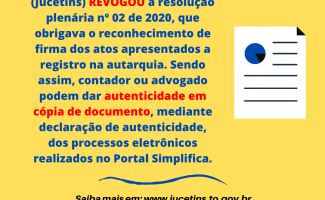 Jucetins revoga resolução que obrigava reconhecimento de firma 