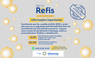 Refis 2023: Comunicado final aos contribuintes