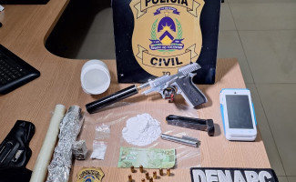 Operação Protetor: Em Araguaína, Polícia Civil apreende porções de entorpecentes, arma de fogo e prende homem por tráfico de drogas