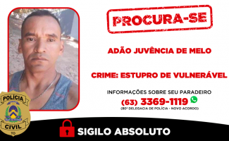 Homem investigado por estupro de vulnerável é procurado pela Polícia Civil do Tocantins