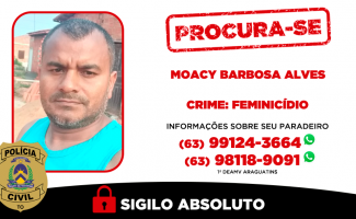 Homem investigado por feminicídio é procurado pela Polícia Civil do Tocantins