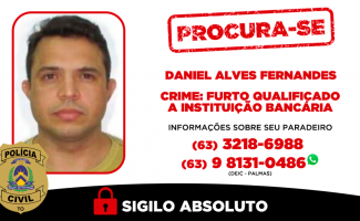 Polícia Civil do Tocantins procura último integrante de trio criminoso especialista em arrombamento a caixas eletrônicos