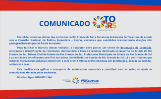 Comunicado - Transporte de doações para o Rio Grande do Sul