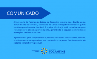 Comunicado - Emissão de CND