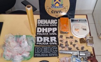 Em Araguaína, Divisão Antidrogas da Polícia Civil prende traficante e apreende drogas, dinheiro e simulacro de arma de fogo 
