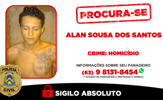 Polícia Civil procura investigado por homicídio ocorrido em fevereiro deste ano na Capital
