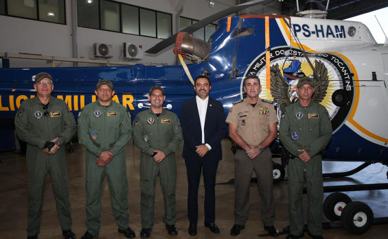 Governador Wanderlei Barbosa recebe helicóptero Esquilo B2 para o Grupamento Aéreo da Polícia Militar do Tocantins