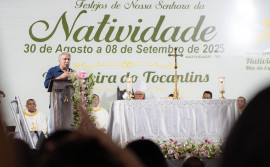 Governador em exercício Laurez Moreira participa de missa solene em Natividade na celebração da padroeira do Tocantins

